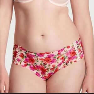 VICTORIA SECRET ROSE PINK/RED FLORAL THE LACE UP LACIE CHEEKY PANTY SIZE XL
